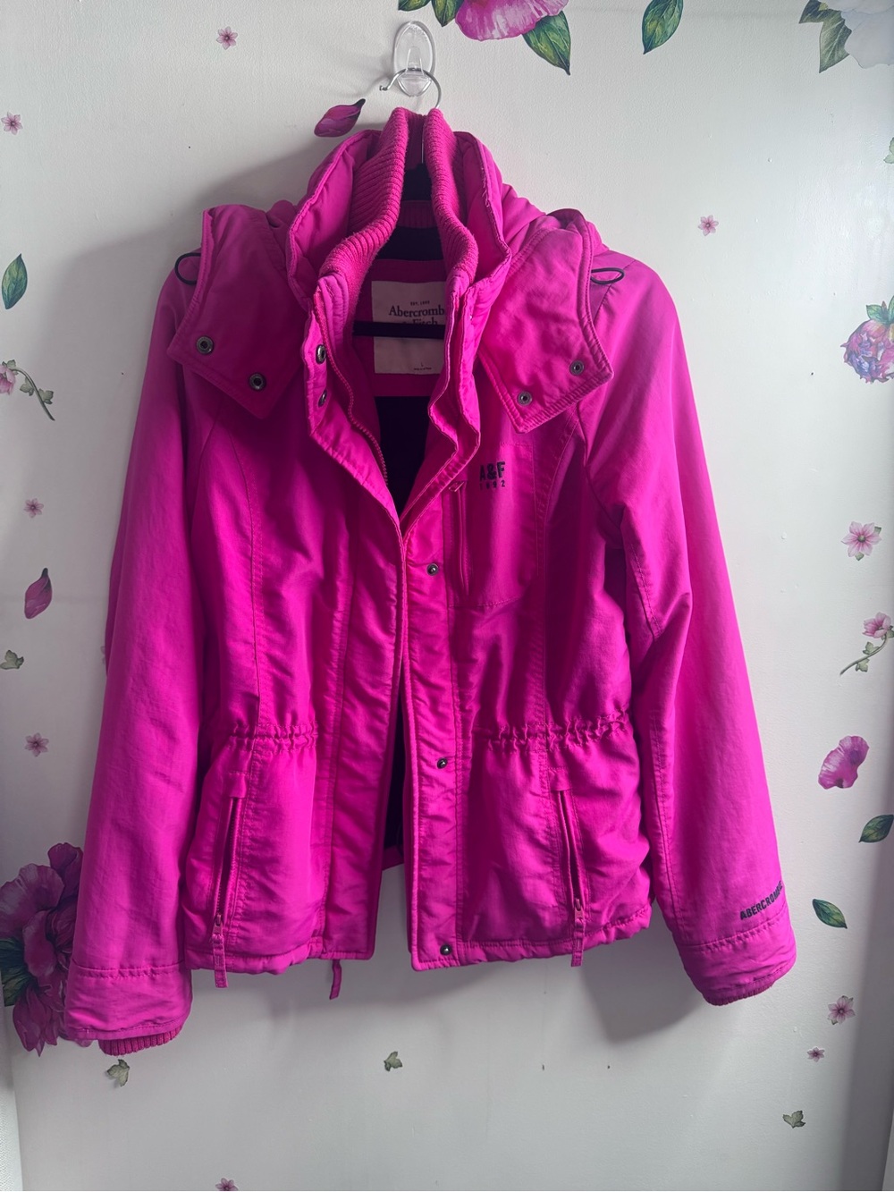Abercrombie & Fitch Women’s Hot Pink Utility Jacket with Hood